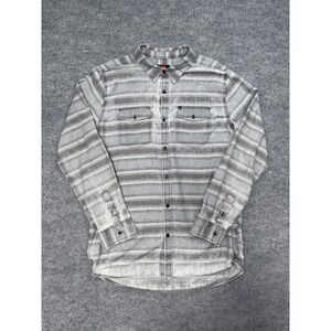 Quiksilver Gray Striped Button Up Shirt Mens Large Long Sleeve Casual
